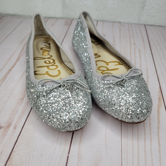 Sam Edelman Other - Sam Edelman Kids Silver Sparkle Ballet Shoes